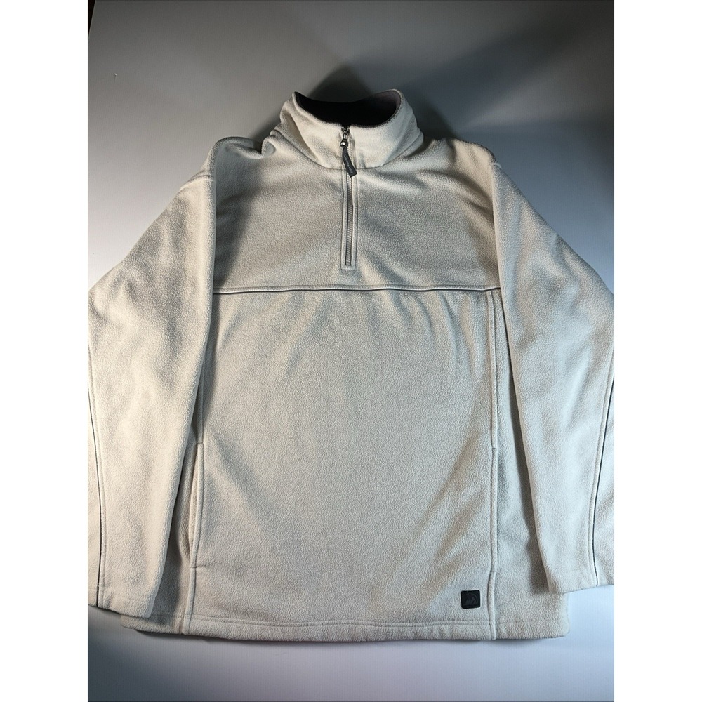 Colorado Men's Cream Fleece Quarter-Zip Pullover Jacket Gray Trim Outdoor Large